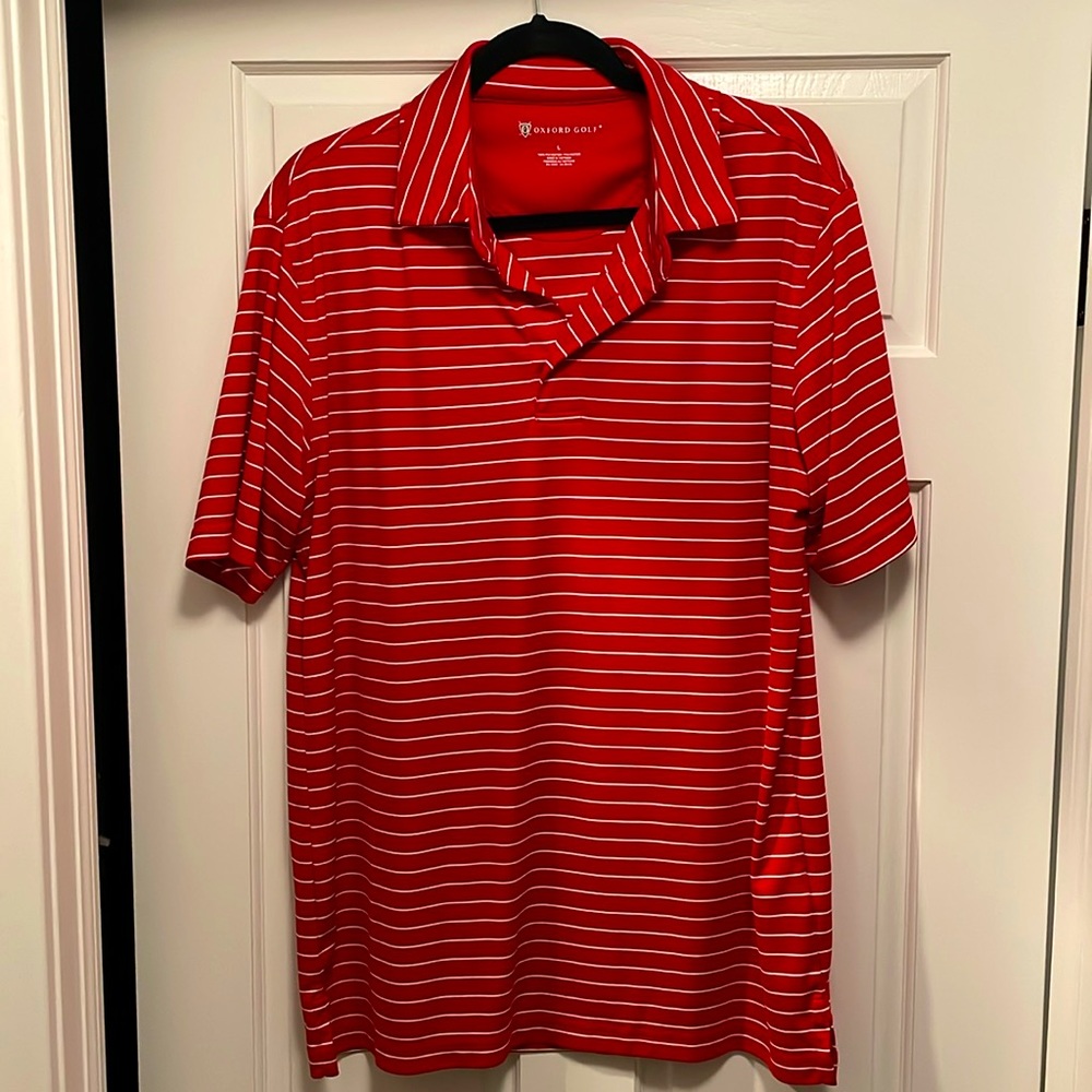Swing in Style: Red Striped Large Golf Polo
